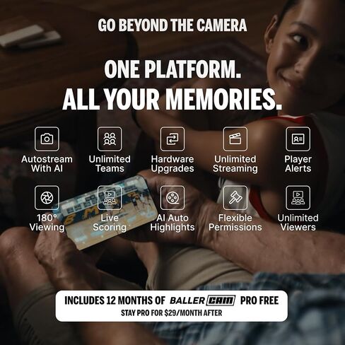 - كاميرا رياضية ذكية للتتبع التلقائي لجهاز iPhone تبث بثًا مباشرًا، وتلتقط عرضًا كاملاً بزاوية 180 درجة، وتوفر كل لحظة لكرة القدم وكرة السلة والكرة الطائرة (iPhone 15 Plus) in Kuwait