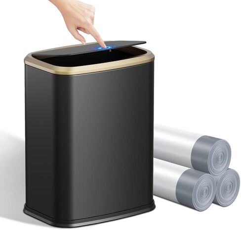2.1 Gallon Bathroom Trash Can with Lid Press Top, 8 Liter Stainless Steel Garbage Can with Press Type Lid, Slim Trash Bin Waste Basket for Toilet, Office, Bedroom, Living Room (White) in Saudi Arabia
