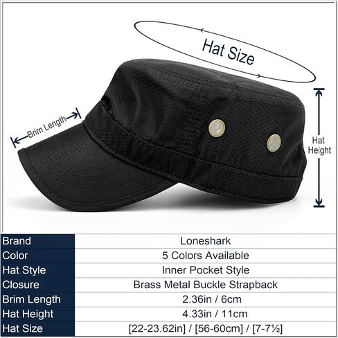 REDSHARKS Hidden Pocket Cadet Army Hat Quick Dry Military Style Flat Top Baseball Dad Sun Cap in Kuwait