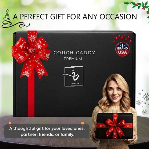 Couch Caddy with Cup Holder Tray Silicone & Bamboo with a Fully Flexible 360° Phone Mount That adapts to Any Viewing Angle – Multifunctional Organizer. in Saudi Arabia
