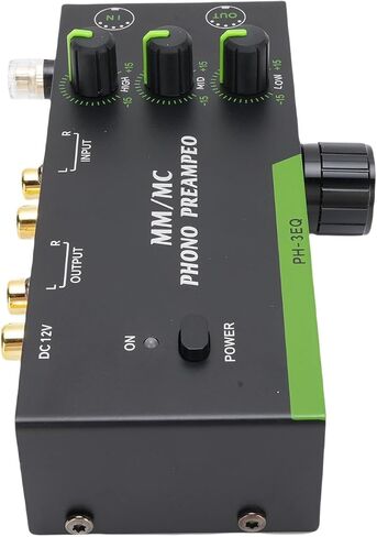 Cuifati Phono Preamp, Multifunctional Phonograph Amplifier Helmet Jack Polyvalent Use 3 Band of the Band for MM MC Cartridges (US Plug 100‑240V) in Saudi Arabia