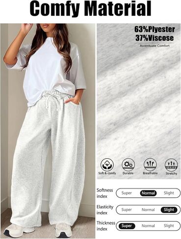 Womens Barrel Sweatpants Wide Leg Sweat Pants for Women Elastic Waisted Drawstring Pants Casual Athletic Fall Clothes in Kuwait