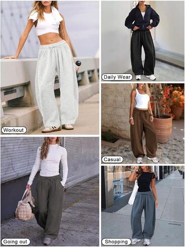 Womens Barrel Sweatpants Wide Leg Sweat Pants for Women Elastic Waisted Drawstring Pants Casual Athletic Fall Clothes in Kuwait