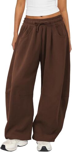 Womens Barrel Sweatpants Wide Leg Sweat Pants for Women Elastic Waisted Drawstring Pants Casual Athletic Fall Clothes in Kuwait