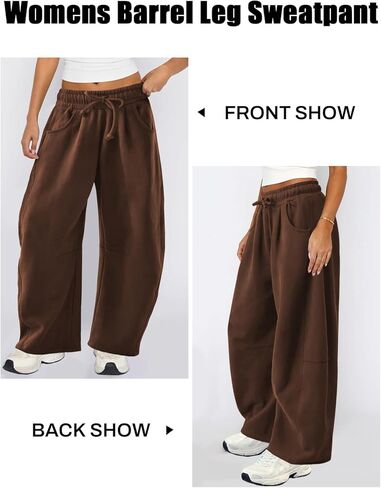 Womens Barrel Sweatpants Wide Leg Sweat Pants for Women Elastic Waisted Drawstring Pants Casual Athletic Fall Clothes in Kuwait