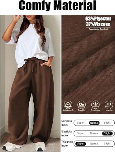 Womens Barrel Sweatpants Wide Leg Sweat Pants for Women Elastic Waisted Drawstring Pants Casual Athletic Fall Clothes in Kuwait