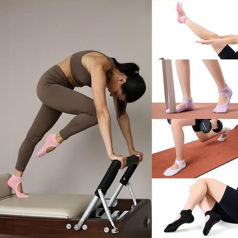 CoolMate Pilates Socks with Grips for Women, Yoga Socks, Crew Non Slip Women for Workout, Barre, Pilates Gifts in Kuwait