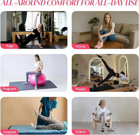 CoolMate Pilates Socks with Grips for Women, Yoga Socks, Crew Non Slip Women for Workout, Barre, Pilates Gifts in Kuwait