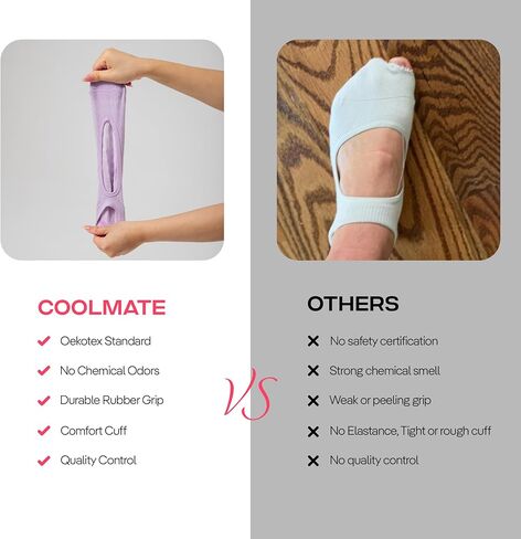 CoolMate Pilates Socks with Grips for Women, Yoga Socks, Crew Non Slip Women for Workout, Barre, Pilates Gifts in Kuwait
