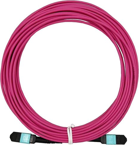 Elfcam® - 100m/328ft 12-Core OM4 MPO Fiber Cable, Type B, Purple, Female to Female, LSZH, High-Density Data Center, 40G/100G QSFP+ SR4 Compatible in Saudi Arabia