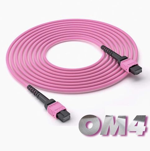 Elfcam® - 100m/328ft 12-Core OM4 MPO Fiber Cable, Type B, Purple, Female to Female, LSZH, High-Density Data Center, 40G/100G QSFP+ SR4 Compatible in Saudi Arabia