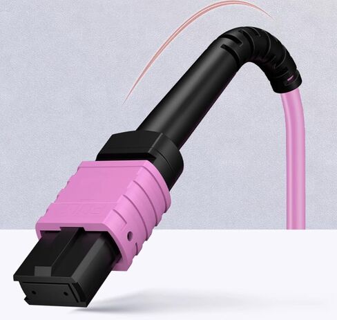 Elfcam® - 100m/328ft 12-Core OM4 MPO Fiber Cable, Type B, Purple, Female to Female, LSZH, High-Density Data Center, 40G/100G QSFP+ SR4 Compatible in Saudi Arabia