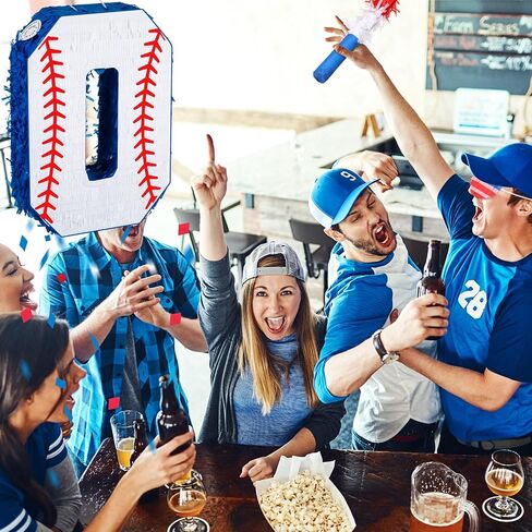 HyDren Baseball Piñata with Blindfold Bat Confetti 16 Inch Baseball Number Piñata Sports Theme Party Decoration Supplies for 1st 2nd 8th Birthday Softball Party Decor(Number 8) in Saudi Arabia
