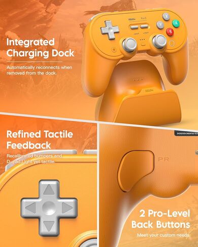 8Bitdo Pro 3 Bluetooth Controller (Yellow) - TMR Joysticks in Saudi Arabia