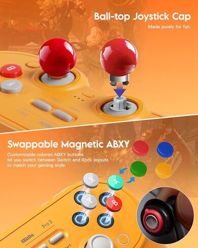 8Bitdo Pro 3 Bluetooth Controller (Yellow) - TMR Joysticks in Saudi Arabia