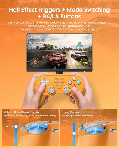 8Bitdo Pro 3 Bluetooth Controller (Yellow) - TMR Joysticks in Saudi Arabia