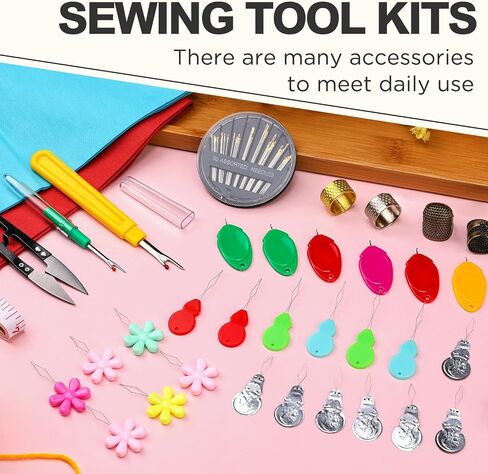 kaqrhft 50 pcs threaders eedle threadle ، fish must machine machine threader ، 5 أنواع أداة threadle الإبرة البسيطة لعمل الإبرة ، آلة الخياطة ، خيط التطريز مع صندوق تخزين واضح in Kuwait