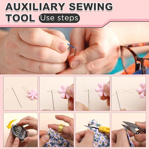 kaqrhft 50 pcs threaders eedle threadle ، fish must machine machine threader ، 5 أنواع أداة threadle الإبرة البسيطة لعمل الإبرة ، آلة الخياطة ، خيط التطريز مع صندوق تخزين واضح in Kuwait