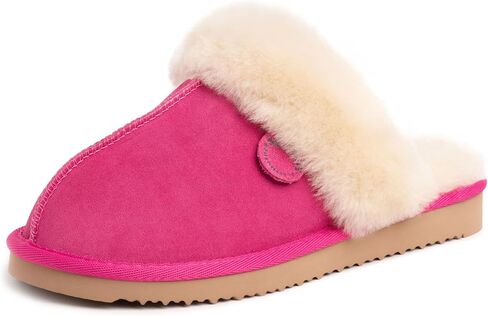 شبشب Fireside من Dearfoams للسيدات Fireside Sydney Shearling للاستخدام الداخلي/الخارجي بعرض واسع، فرو أسود/رمادي، 7 in Kuwait