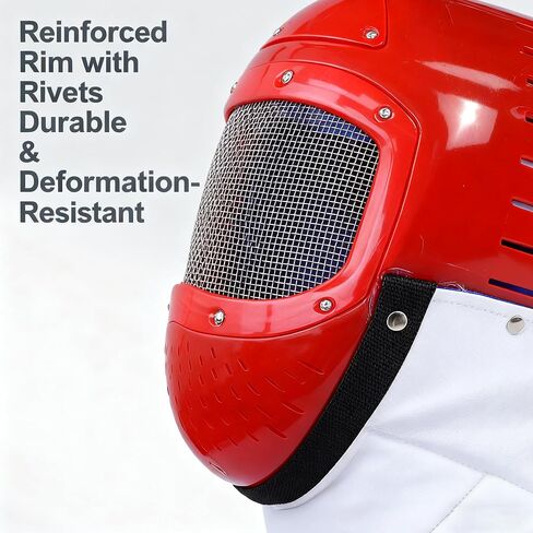 Kids Fencing Face Guard Metal Mesh Helmet Red, Protective Cover for Foil Sabre Epee - Breathable Design, Anti Piercing Fabric, Training and Competition Gear in Saudi Arabia