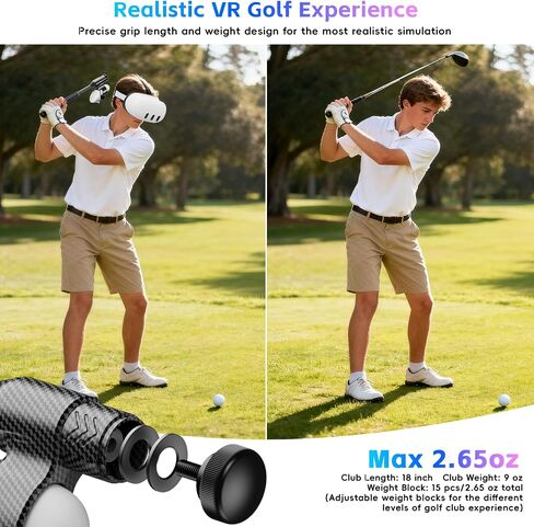مرفق VR Golf Club متوافق مع Meta Quest 3/3S، محاكي الجولف مع قفل مزدوج، قبضة مضادة للانزلاق، تتبع دقيق ووزن قابل للتعديل، ملحقات VR لوحدة التحكم اليمنى in Kuwait