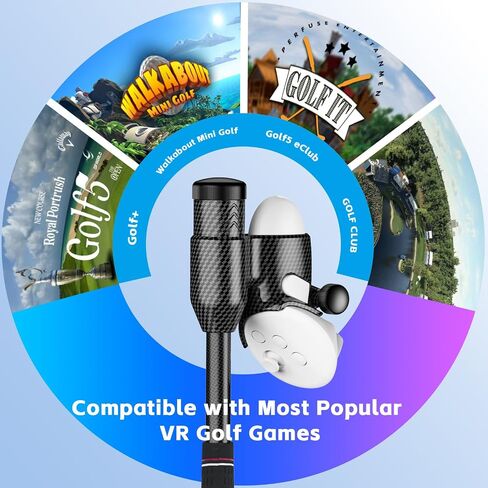 VR Golf Club Attachment Compatible with Meta Quest 3/3S, Golf Simulator with Double Lock, Non-Slip Grip, Precision Tracking & Adjustable Weight, VR Accessories for Right Controller in Saudi Arabia