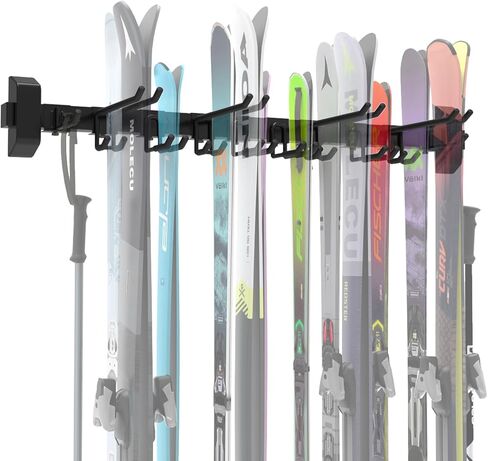 حامل جداري لرف التزلج، 12 زوجًا من حوامل التزلج على الحائط مع خطافات متحركة مطلية بالمطاط لنظام تنظيم تخزين المرآب، حامل جداري على الجليد للجراج وسقيفة المنزل، يحمل ما يصل إلى 880 رطلًا in Kuwait