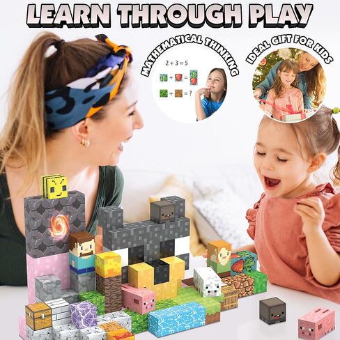 Magnetic Blocks, Magnetic Building Blocks Construction Toys STEM Montessori Sensory Toys, Magnet Cubes with Light Blocks, Stacking Toy Christmas Birthday Gifts for Kids Boys Girls Age 3-4 4-8 8-12 in Saudi Arabia
