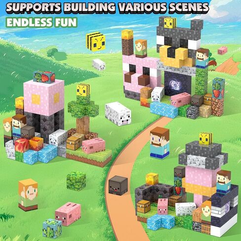 Magnetic Blocks, Magnetic Building Blocks Construction Toys STEM Montessori Sensory Toys, Magnet Cubes with Light Blocks, Stacking Toy Christmas Birthday Gifts for Kids Boys Girls Age 3-4 4-8 8-12 in Saudi Arabia