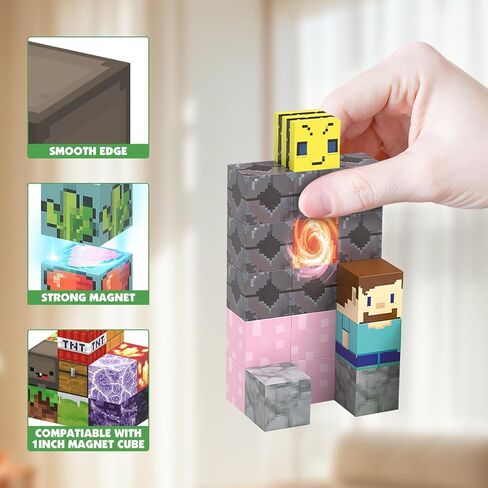 Magnetic Blocks, Magnetic Building Blocks Construction Toys STEM Montessori Sensory Toys, Magnet Cubes with Light Blocks, Stacking Toy Christmas Birthday Gifts for Kids Boys Girls Age 3-4 4-8 8-12 in Saudi Arabia