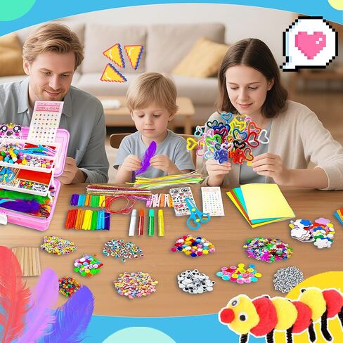 Smilesskiddo Arts Craft Craft Supplies for Kids - 1100+ PCS Toddler DIY Craft Art Supper in Kuwait