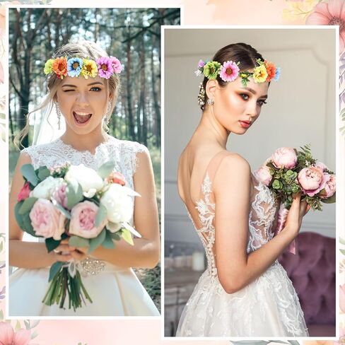 Suncalla 30 Sets Flower Crowns Making Kit, Make Your Own Flower Crown Wreath Garland Headbands and Bracelets Craft Kit Handmade DIY Floral Hair Accessories Gift for Girls/Teens/Women(Azalea) in Saudi Arabia
