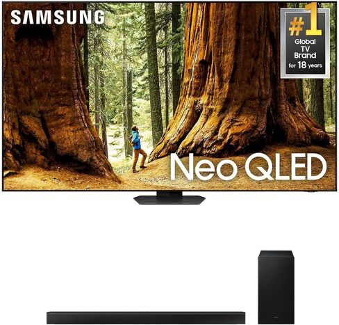 تلفزيون سامسونج QN85QN90FAFXZA 85 بوصة Neo QLED 4K QN90F Vision AI الذكي مع مكبر صوت HW-Q800F Q Series 5.1.2 قناة مضخم صوت (2025) in Kuwait