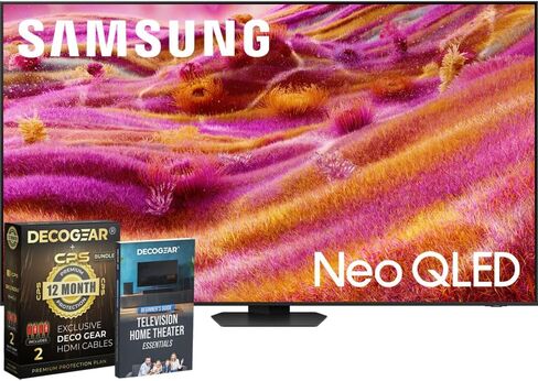 تلفزيون سامسونج الذكي 65 بوصة Neo QLED 4K QN90F (2025) Vision AI، Neo Quantum HDR+، حزمة خالية من الوهج مع حماية حصرية لمدة عام من CPS ودليل Deco Gear الكامل للمسرح المنزلي للمبتدئين in Saudi Arabia