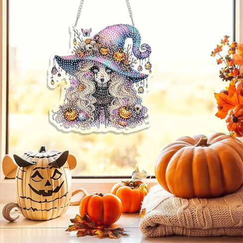 EMIEAUFG Gnome Thanksgiving Diamond Art Hanging Kit for Adult, Special Shaped Rhinestone&Double Sided Acrylic, Diamond Art Pendants DIY Ornament for Windows Home Garden in Saudi Arabia