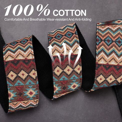 حزام جيتار، طبقة رأس من جلد البقر، عرض 5 سم، للجيتار الكهربائي الصوتي والباس، زر مجاني، 2 قفل حزام و4 قطع جيتار in Kuwait