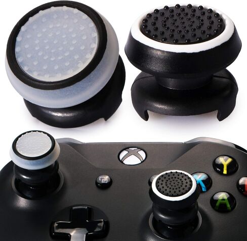 موسع FPS Thumbstick وغطاء مقبض سيليكون مطاطي ثلاثي الأبعاد مجموعتين لوحدة تحكم Xbox Series X/S وXbox One (أسود + شفاف) in Kuwait