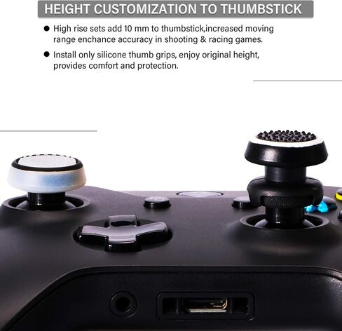 موسع FPS Thumbstick وغطاء مقبض سيليكون مطاطي ثلاثي الأبعاد مجموعتين لوحدة تحكم Xbox Series X/S وXbox One (أسود + شفاف) in Kuwait