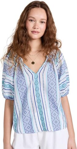 بلوزة VELVET BY GRAHAM & SPENCER للسيدات من Kimmy Jacquard، وردي، X-Small in Kuwait