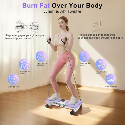 Waist Twister Ab Machine, 300 lbs Weight Capacity, Adjustable Ab Twister Board with Foot Massage for Belly Fat Loss, Noiseless Home Gym Equipment for Women/Men in Saudi Arabia