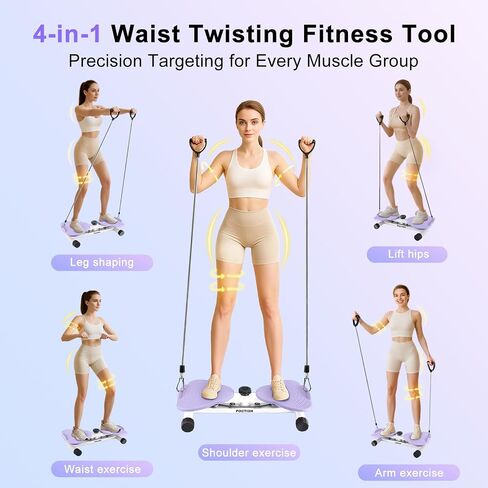 Waist Twister Ab Machine, 300 lbs Weight Capacity, Adjustable Ab Twister Board with Foot Massage for Belly Fat Loss, Noiseless Home Gym Equipment for Women/Men in Saudi Arabia