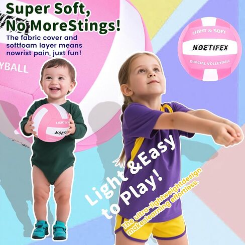 Soft Volleyball-Super Soft Fabric Light Volleyball for Indoor Practice Safe and Quiet Kids Youth Beginners House Yard Training Practice Games(Deflated) in Saudi Arabia