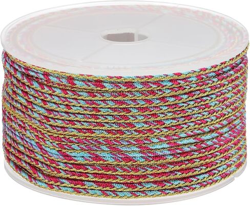PATIKIL 15 Yards x 2.5 mm Braided Cord, Metallic Bracelet Knotting Macrame Cord Braiding Beading Thread Twine Rope for String Knitting DIY Jewelry Making Plant Wall Hanger, Gold in Saudi Arabia