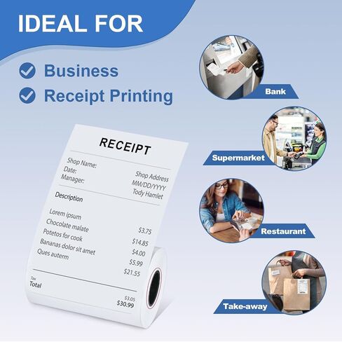 لفائف الورق الحرارية الخالية من BPA- 2 5/16 × 400 لفة ورق استلام لآلات بطاقات الائتمان ، والطباعة السلسة ، لا مربى ، 12 لفائف in Kuwait