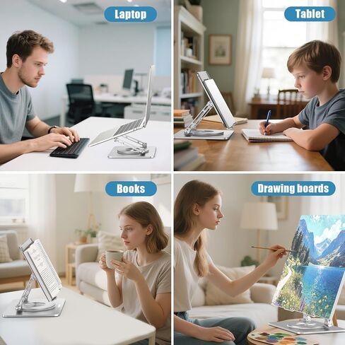 حامل الكمبيوتر المحمول للمكتب-بند مريح من الألومنيوم 2.5 ملم ، ارتفاع وزاوية قابلة للتعديل ، قوي ولكنه خفيف الوزن ، يناسب 10-17.3 بوصة Macbook Pro/Air ، Dell XPs ، HP ، Silver. in Kuwait