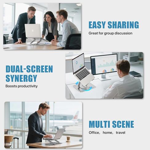 حامل الكمبيوتر المحمول للمكتب-بند مريح من الألومنيوم 2.5 ملم ، ارتفاع وزاوية قابلة للتعديل ، قوي ولكنه خفيف الوزن ، يناسب 10-17.3 بوصة Macbook Pro/Air ، Dell XPs ، HP ، Silver. in Kuwait