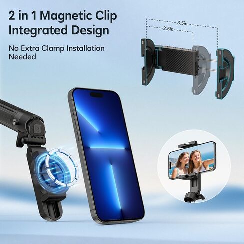 عصا سيلفي مغناطيسية صغيرة لهاتف iPhone، حامل ثلاثي محمول بحجم الجيب 4 في 1 لهاتف iPhone MagSafe/Android مع جهاز تحكم عن بعد/حذاء بارد، حامل ثلاثي للهاتف الخلوي صغير/مدمج للسفر المكتبي - أسود in Saudi Arabia