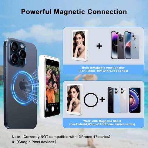 شاشة Magsafe Vlog، تسجيل لاسلكي 1080 بكسل، كاميرا خلفية مغناطيسية، شاشة سيلفي مع جهاز تحكم عن بعد بلوتوث، شاشة كاميرا خلفية لصور سيلفي iPhone/Android والبث المباشر in Kuwait