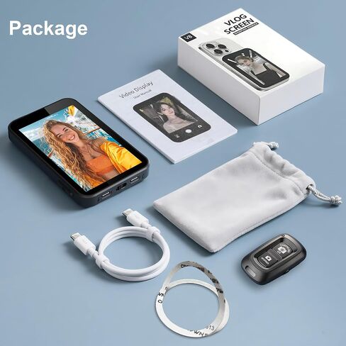 Phone Vlog Selfie Monitor Screen Wireless Magnetic Back Camera Monitor 4K 30fps Bluetooth Remote No Delay Rear Camera for Selfie Vlog Live Stream, in Saudi Arabia