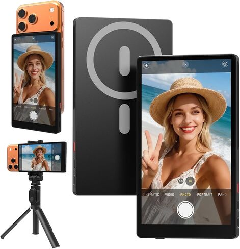 5" Vlog Selfie Monitor Screen, 4K, 60Hz, 1ms Response, 2600mAh Battery, 90feet Signal Range, Wireless Back Camera Monitor for iPhone & Android, Sync Rear Camera for Live Stream&TikTok in Saudi Arabia
